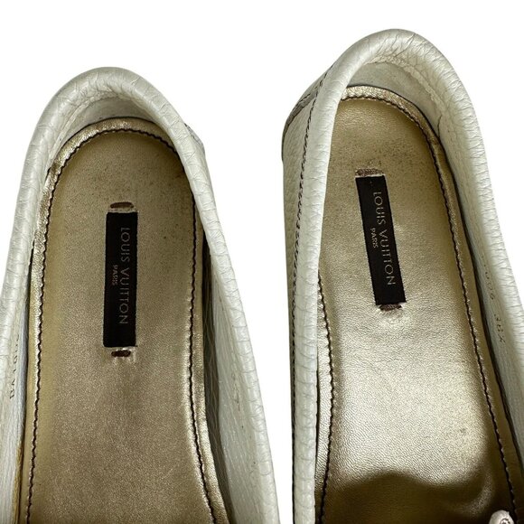 Louis Vuitton Gloria Shoes Flat Loafers Ivory US 6.5 EU 36.5 Leather Bow Logo - Picture 9 of 15